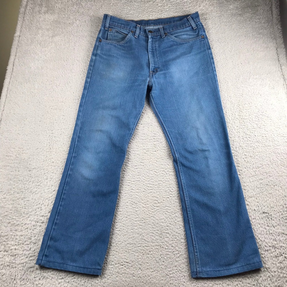 Vintage 70s Levis 517 Bootcut Orange Tab Jeans Mens 34 (34x29) Blue USA Denim